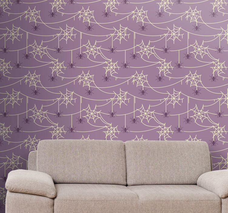 Spiderweb Motif cute halloween wallpaper - TenStickers
