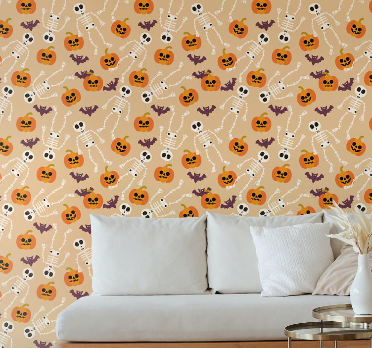 Spooky Halloween Pattern cute halloween wallpaper - TenStickers