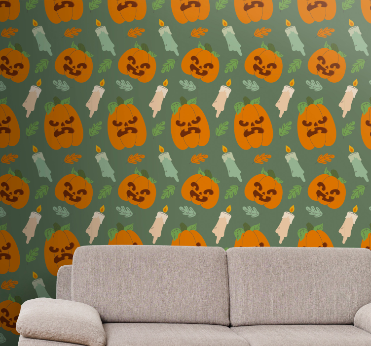 Spooky Pumpkin Design cute halloween wallpaper - TenStickers