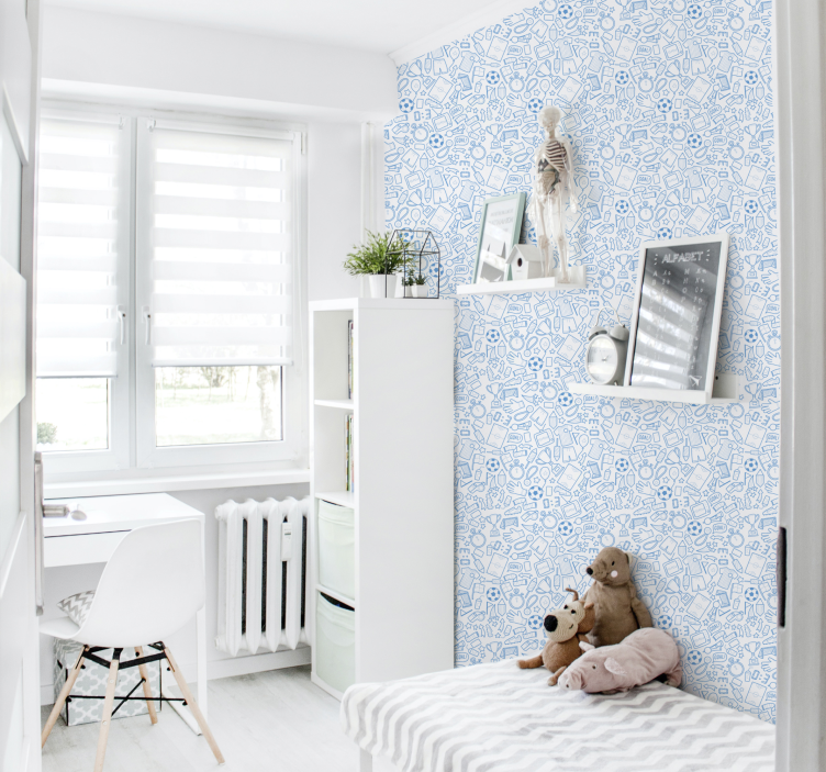Sports Doodle Pattern nursery room wallpaper - TenStickers