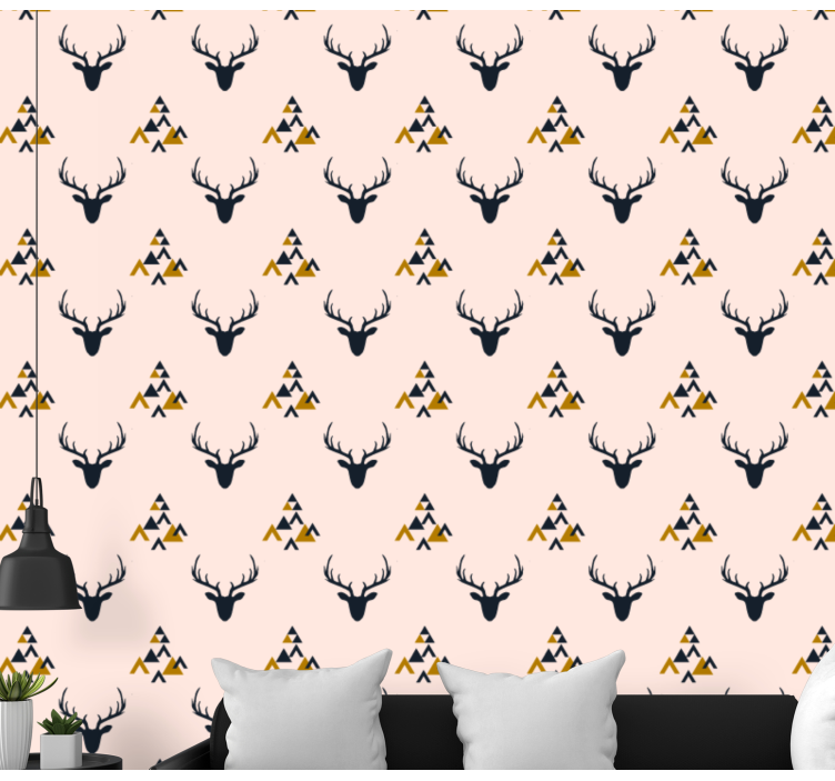 Stag Silhouette Pattern animals wallpaper - TenStickers
