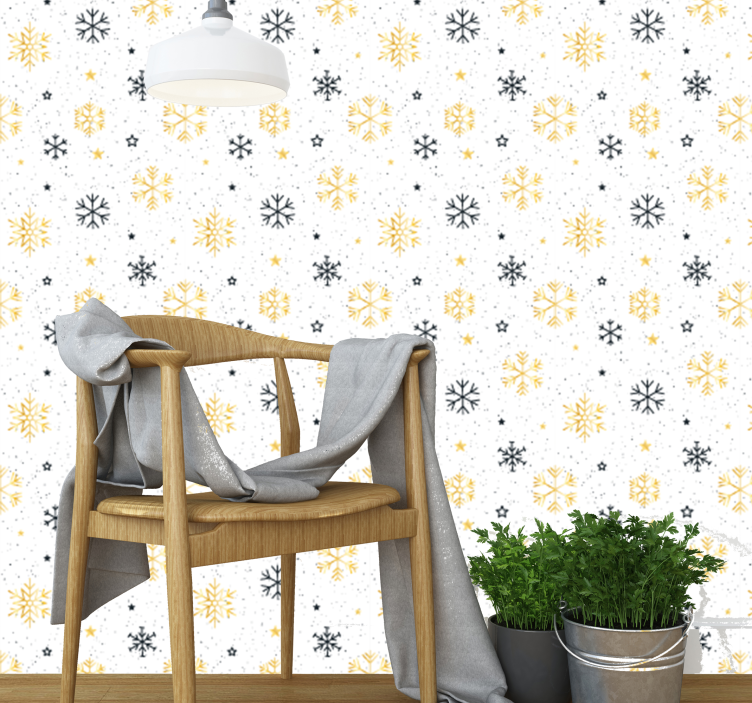 Starry Snowflakes Pattern holiday christmas wallpaper - TenStickers