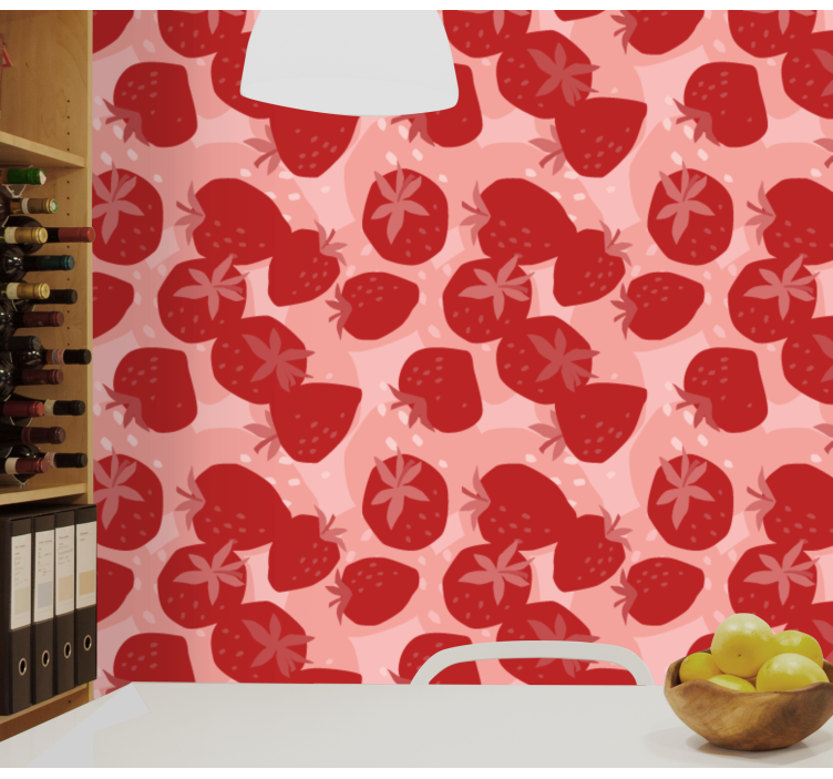 Strawberry Motif flowers wallpaper - TenStickers