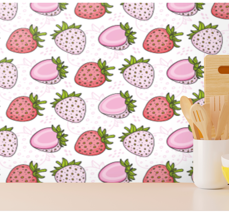 Strawberry Patterns kitchen wallpaper - TenStickers