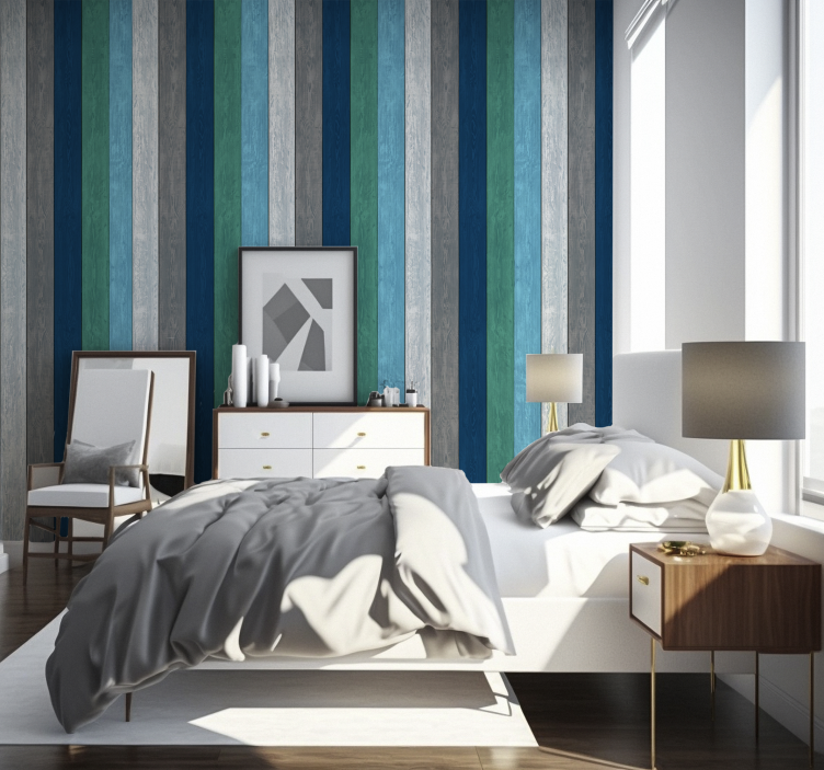 Striped Wood Panels wood effect wallpaper - TenStickers