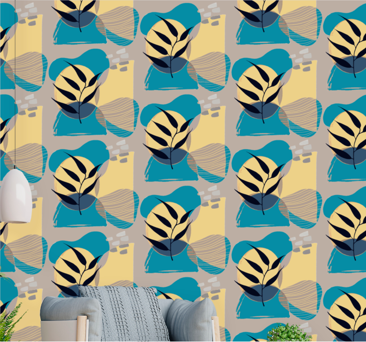 Stylized Leaf Pattern floral wallpaper - TenStickers