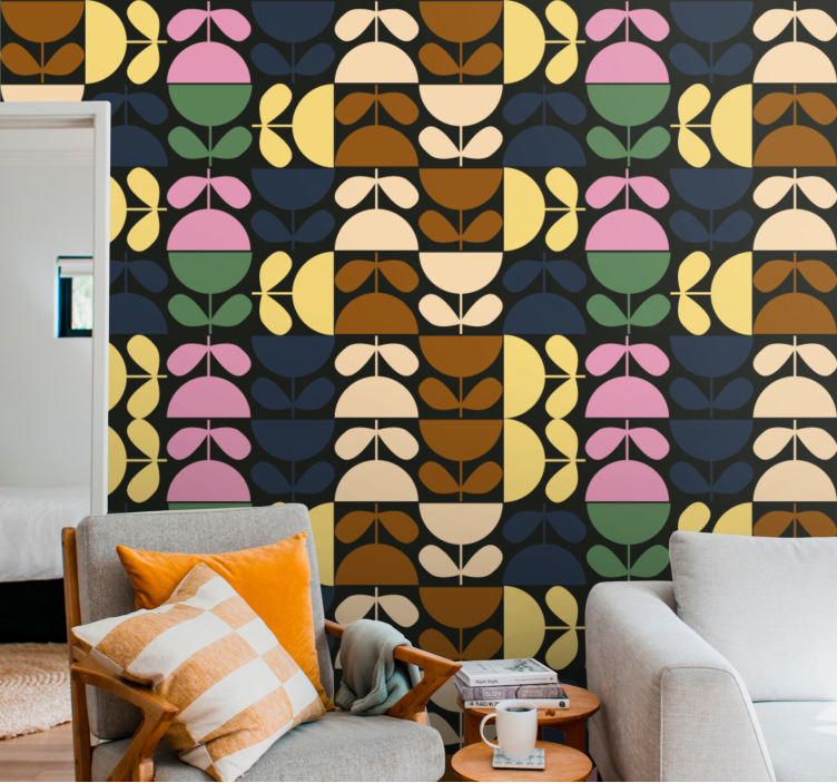 Stylized Leaf Patterns floral wallpaper - TenStickers