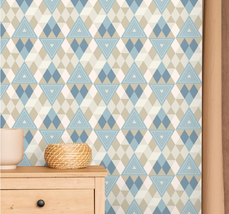 Triangles and Diamonds wallpaper geometric - TenStickers