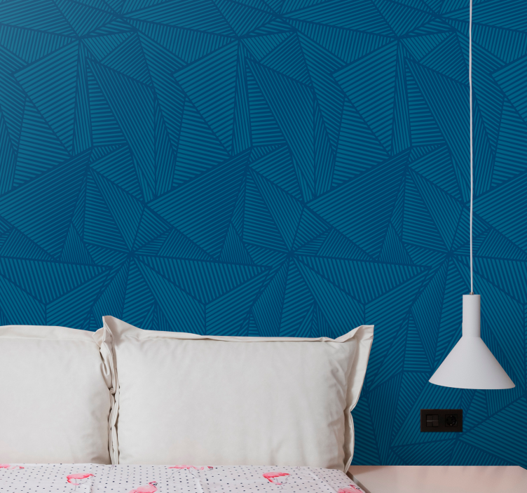 Blue geometric facets triangles wallpaper - TenStickers