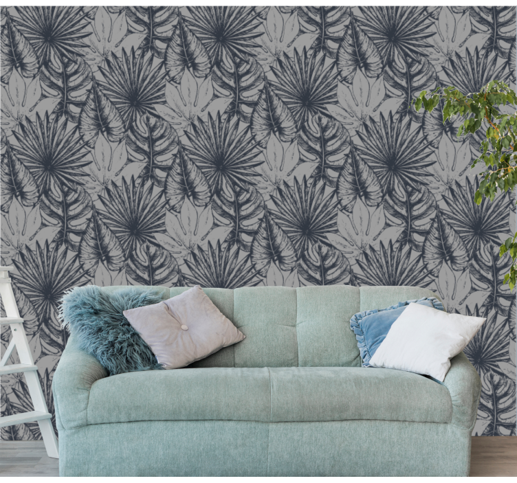 Tropical palm tree charcoal tree wallpaper - TenStickers