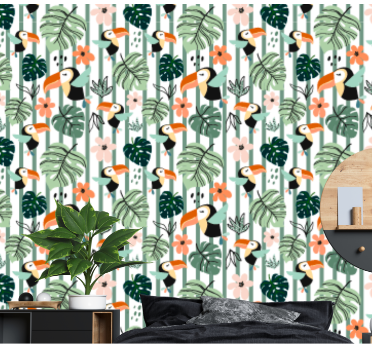 Tropical Toucan Theme animals wallpaper - TenStickers