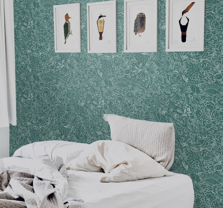 Undersea Hand drawn pattern Animal Wallpaper - TenStickers