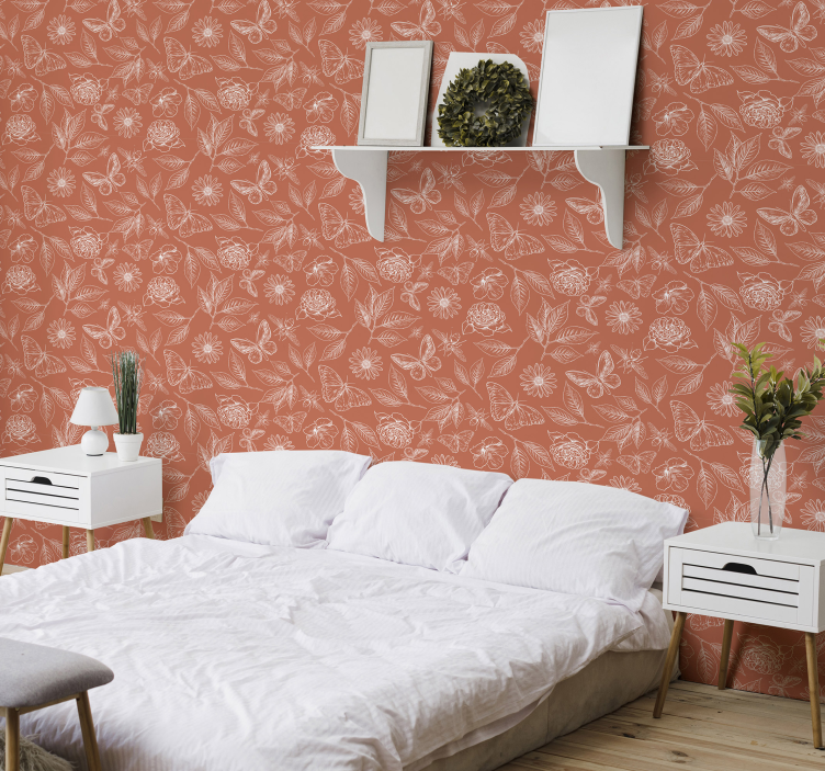 Vintage Botanical Pattern Ornamental Wallpaper - TenStickers