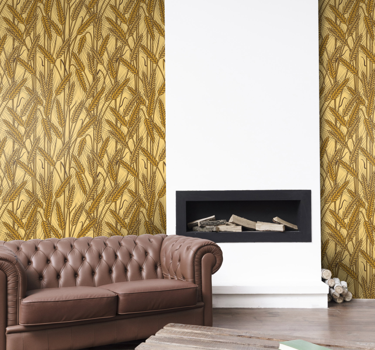 Vintage countryside Yellow Wallpaper - TenStickers