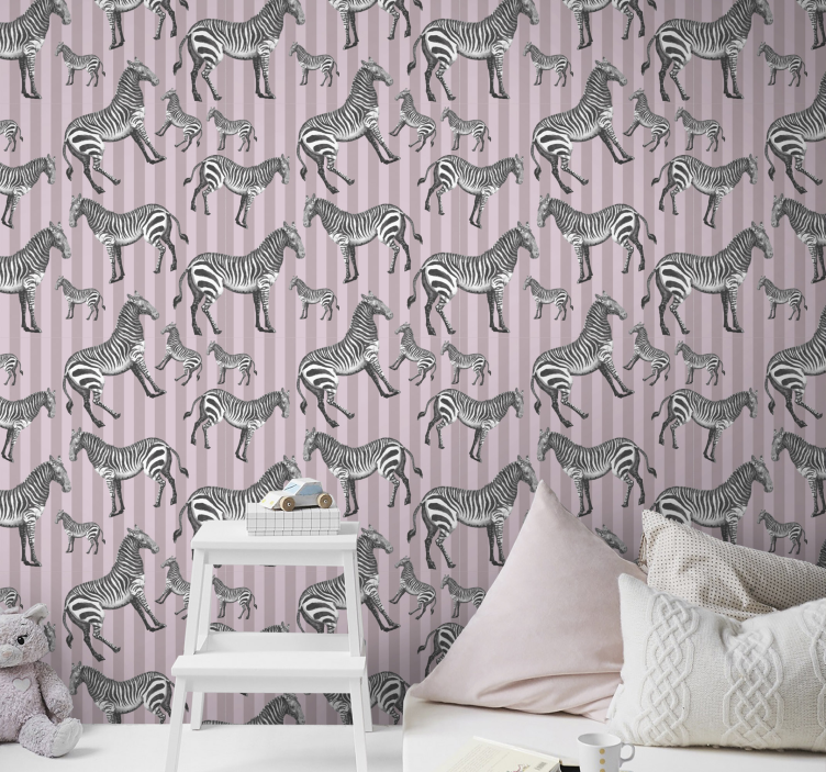 Vintage zebra Illustration Animal Wallpaper - TenStickers