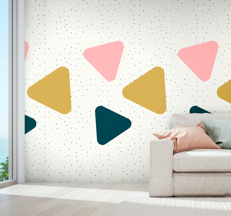 Circle Pattern Wallpaper Rain of Triangles - TenStickers