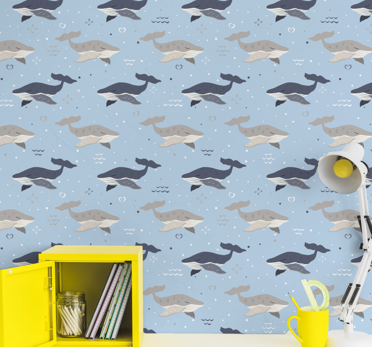 Whale Patterned Interior animals wallpaper - TenStickers