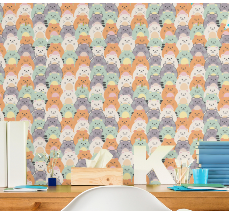 Whimsical Cat Pattern cats wallpaper - TenStickers