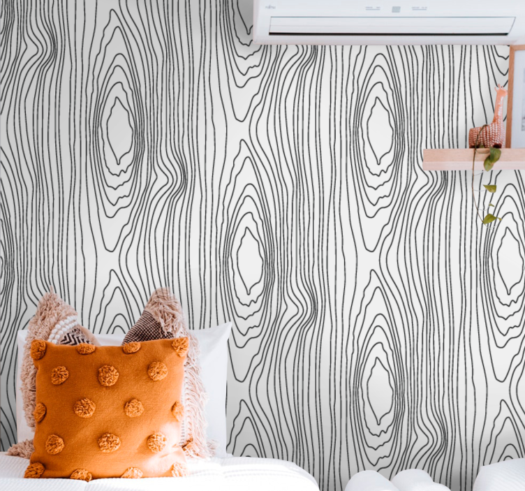 Linear tree rings wood effect wallpaper - TenStickers